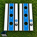 WishyWashy white striped washer toss board set in Carolina Panthers colors