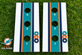 WishyWashy white striped washer toss board set in Miami Dolphins colors